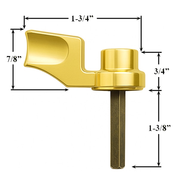 Side view and Dimensions of the Pella Sliding Door Thumb Turn